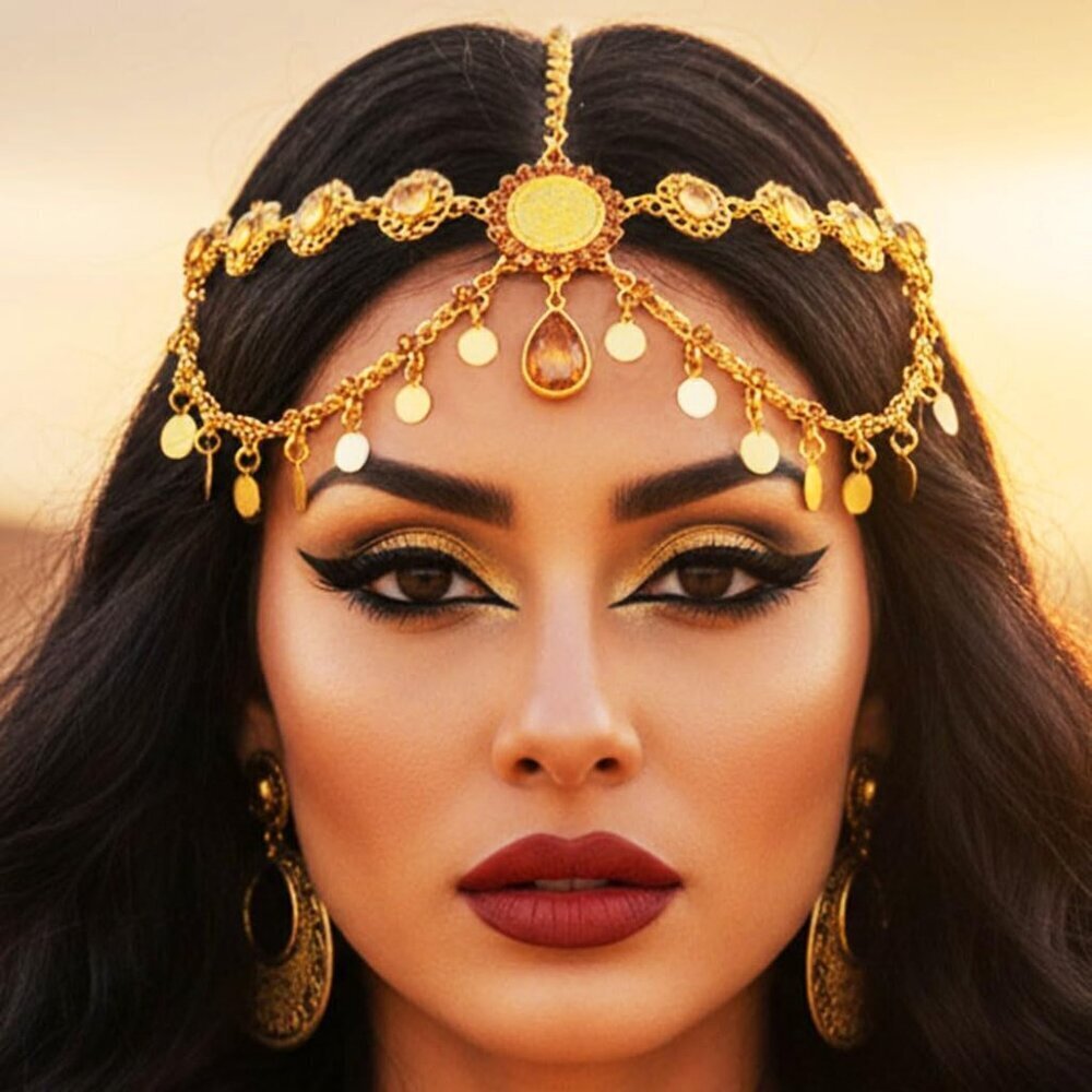 Boho Gold Sequin Head Chain Hair Accessory for Festival Prom Wedding